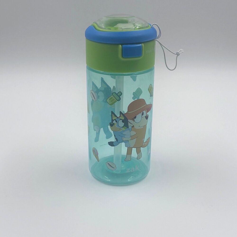 Bluey Kids Plastic Water Bottle Reusable Juice Tumbler Flip Straw Lid NWOT - Picture 2 of 4